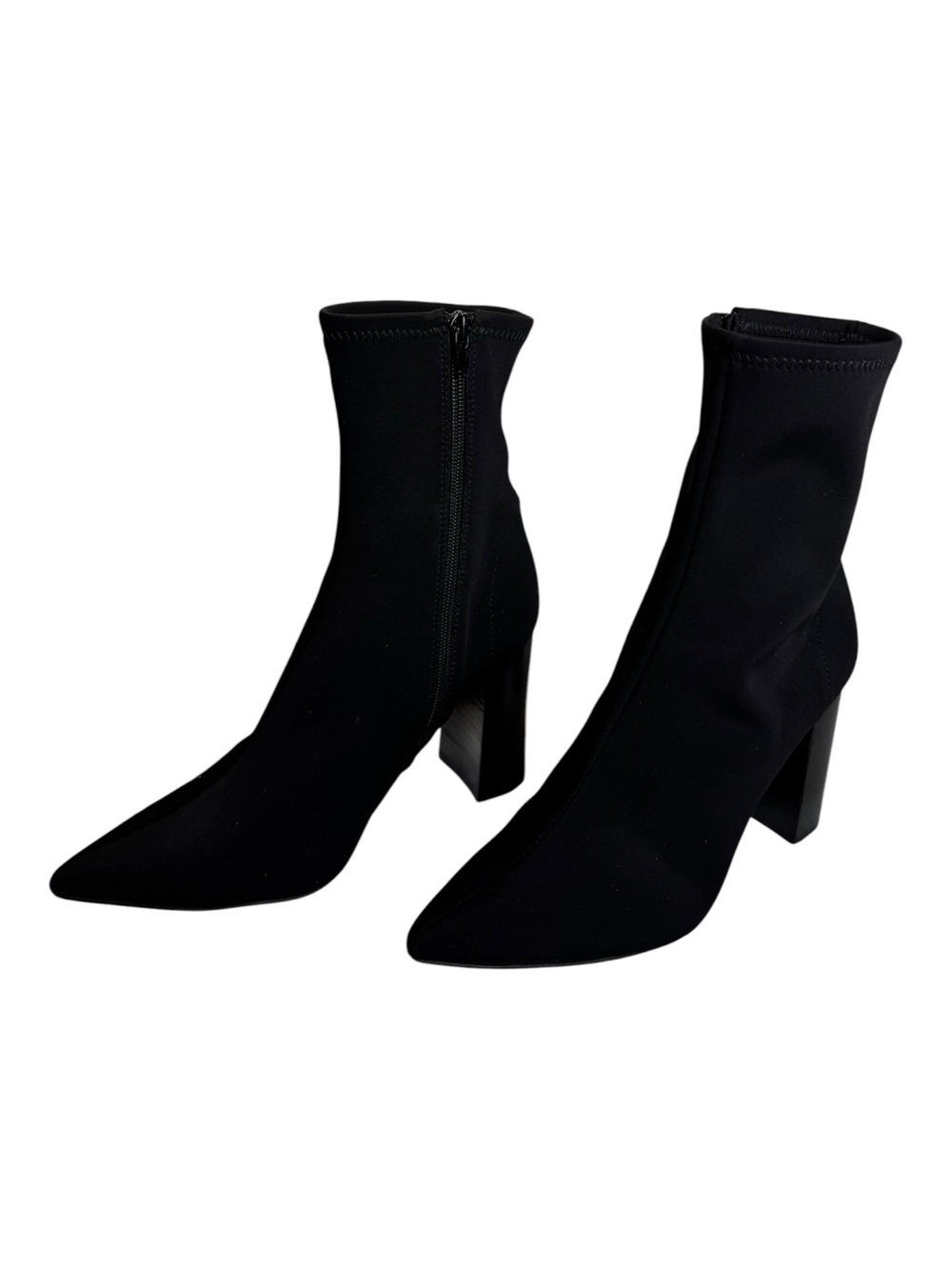 Jeffrey Campbell Siren Pointed Toe Neoprene Sock Bootie Chunky Heel Black 8.5M